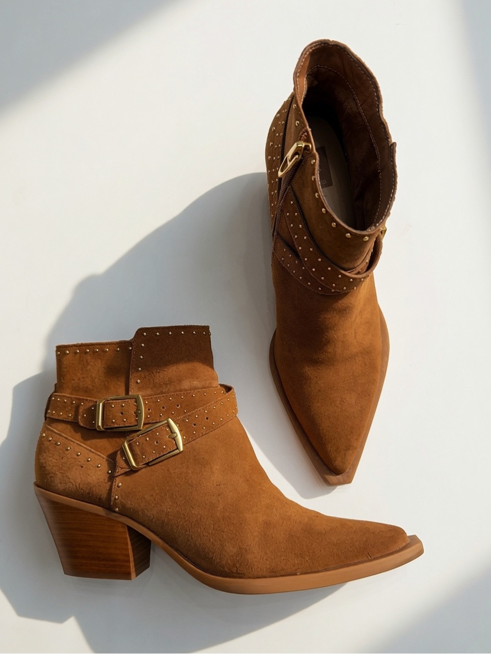 Dolce Vita Women's Tan Suede Buckle Ankle Boots